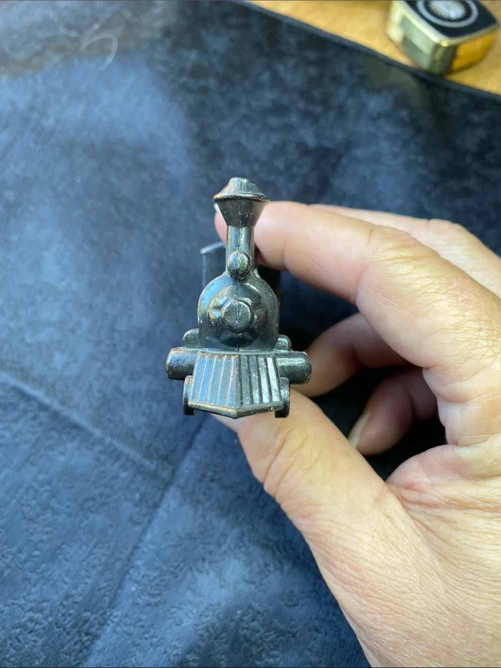 Vintage Brass Tone Die-Cast Metal Steam Locomotive Pencil Sharpener